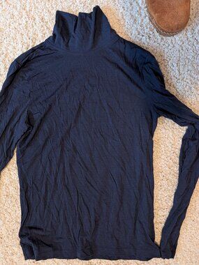 Outdoor Voices Navy Merino Wool Mock Neck Long Sleeve - Medium